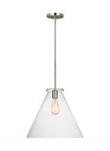 Visual Comfort & Co. Studio Collection 6592101-962 - Kate transitional 1-light indoor dimmable cone ceiling hanging single pendant light in brushed nicke