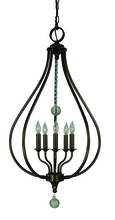 Framburg 4445 BN - 5-Light Brushed Nickel Dewdrop Pendant