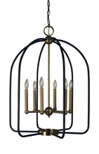 Framburg 4936 PN/MBLACK - 6-Light Polished Nickel/Matte Black Boulevard Chandelier