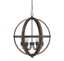 Savoy House Meridian M70034WB - 6-Light Pendant in Wood with Black