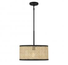 Savoy House Meridian M7018MBK - 1-Light Pendant in Natural Cane with Matte Black