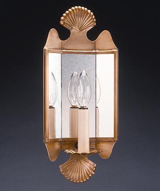 Mirrored Wall Sconce Crimp Top And Bottom Antique Brass 1 Cnadelabra Socket Plain Mirror