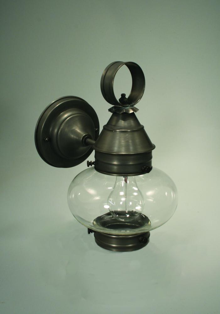 Onion Wall No Cage Antique Brass Medium Base Socket Clear Seedy Glass