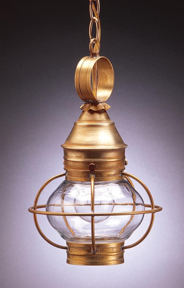 Caged Onion Hanging Antique Brass Medium Base Socket Optic Glass