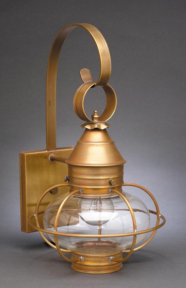 Caged Onion Wall Antique Brass Medium Base Socket Clear Seedy Glass