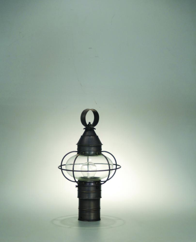 Caged Onion Post Dark Antique Brass Medium Base Socket Clear Glass