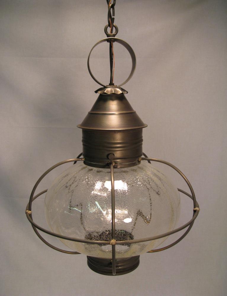 Caged Onion Hanging Verdi Gris 2 Candelabra Sockets Clear Glass