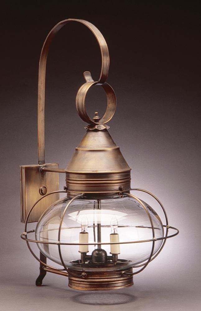 Caged Onion Wall Antique Copper Medium Base Socket Clear Seedy Glass