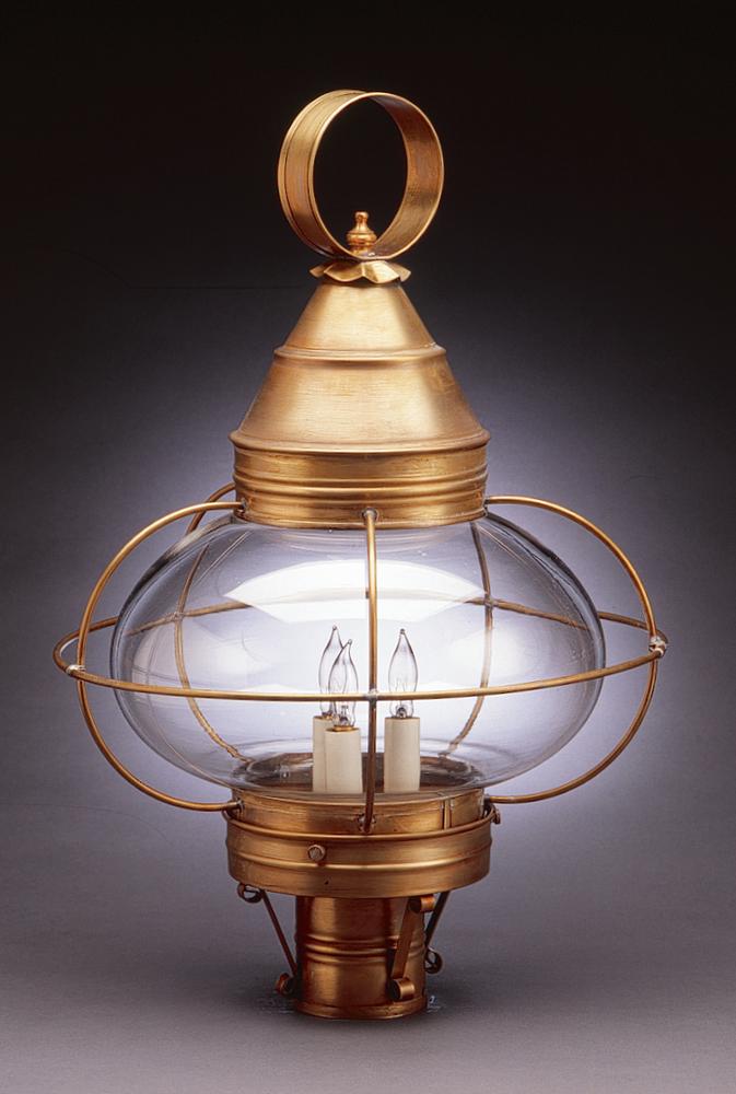 Caged Onion Post Antique Copper 3 Candelabra Sockets Optic Glass