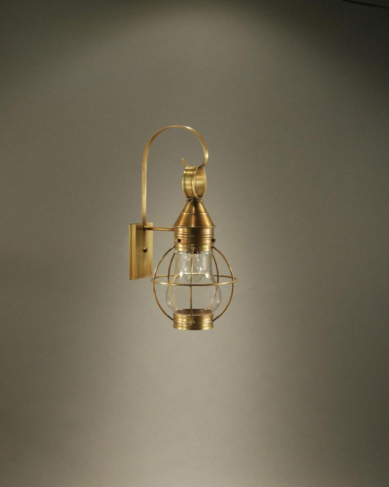 Caged Pear Wall Antique Brass Medium Base Socket Clear Seedy Glass