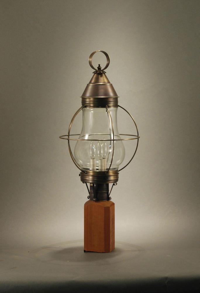 Caged Pear Post Antique Copper 3 Candelabra Sockets Optic Glass