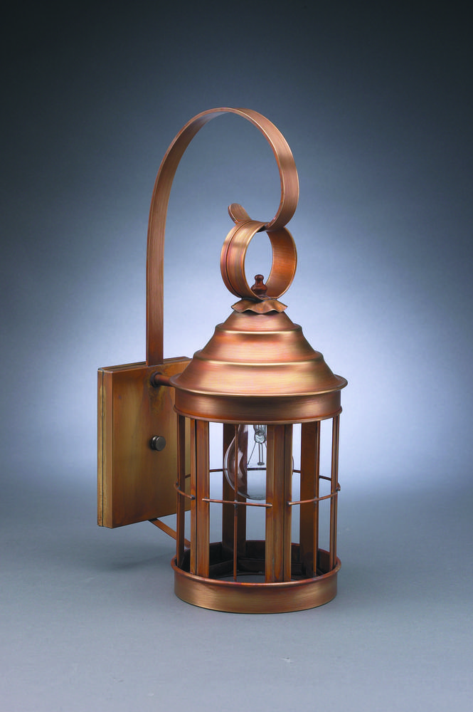 Cone Top Wall With Top Scroll Dark Brass Medium Base Socket Seedy Marine Glass Open Bottom