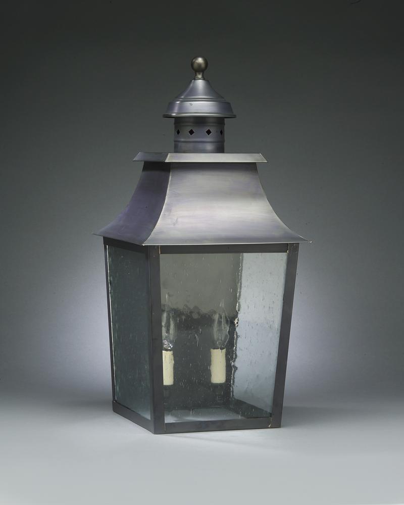 Pagoda Wall Antique Copper Medium Base Socket With Chimney Clear Seedy Glass