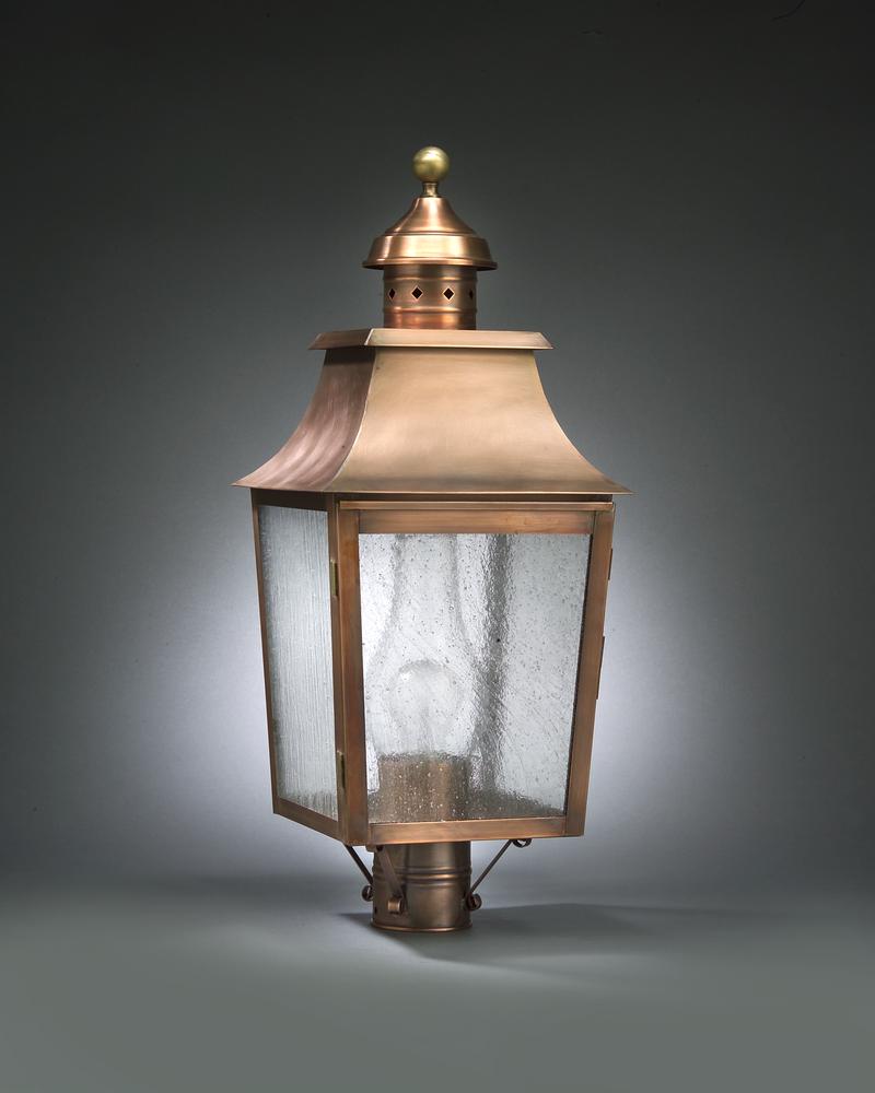 Pagoda Post Antique Copper Medium Base Socket With Chimney Clear Glass