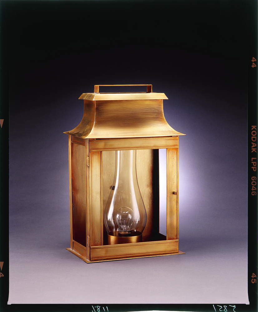 Pagoda Wall Antique Copper Medium Base Socket With Chimney Clear Glass