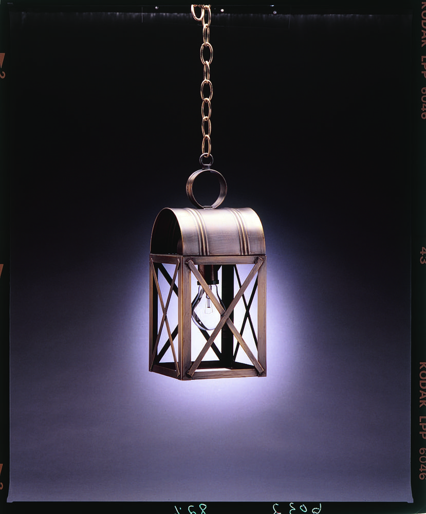Culvert Top X-Bars Hanging Antique Copper Medium Base Socket Clear Glass