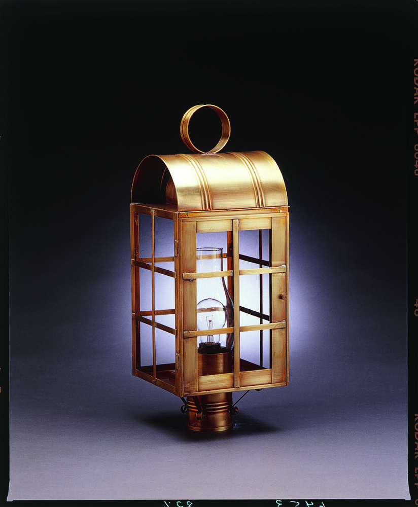 Culvert Top H-Bars Post Antique Brass Medium Base Socket With Chimney Clear Seedy Glass