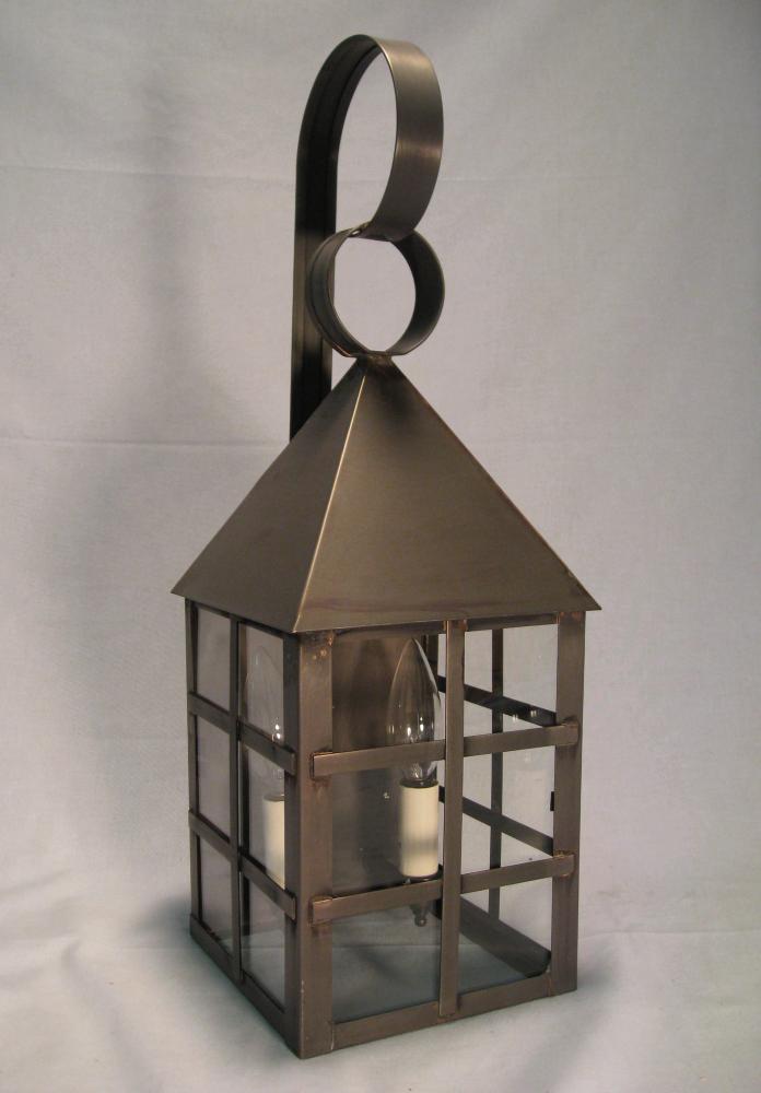 Pyramid Top H-Bars Wall Antique Copper Medium Base Socket Clear Glass