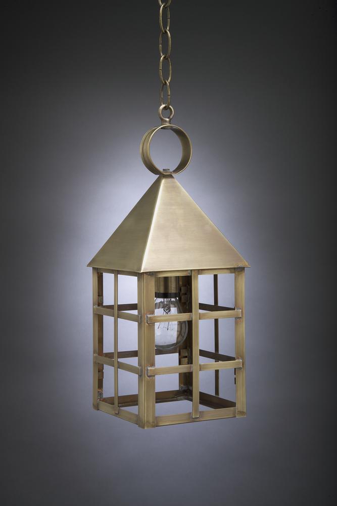 Pyramid Top H-Bars Hanging Antique Copper Medium Base Socket Clear Glass