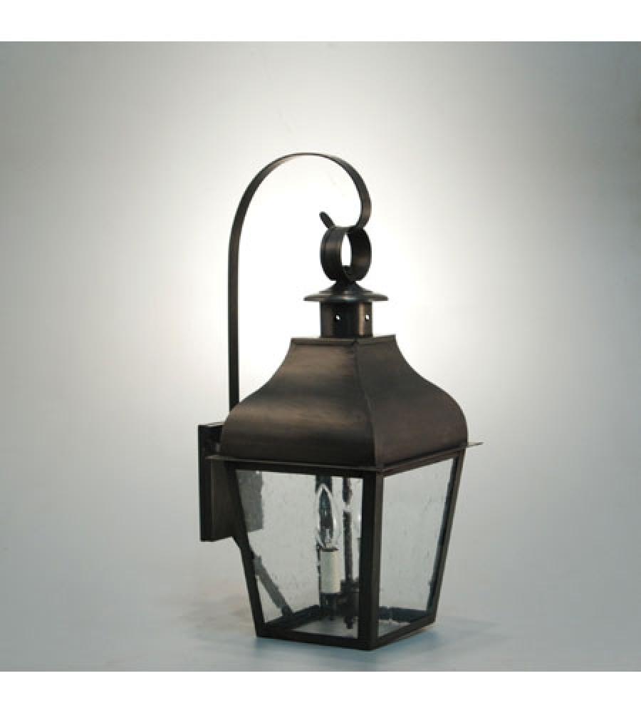 Curved Top Wall With Top Scroll Antique Brass Medium Base Socket With Chimney Clear Seedy