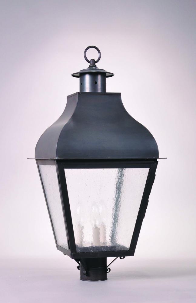 Curved Top Post Antique Copper Medium Base Socket With Chimney Clear Seedy Glass