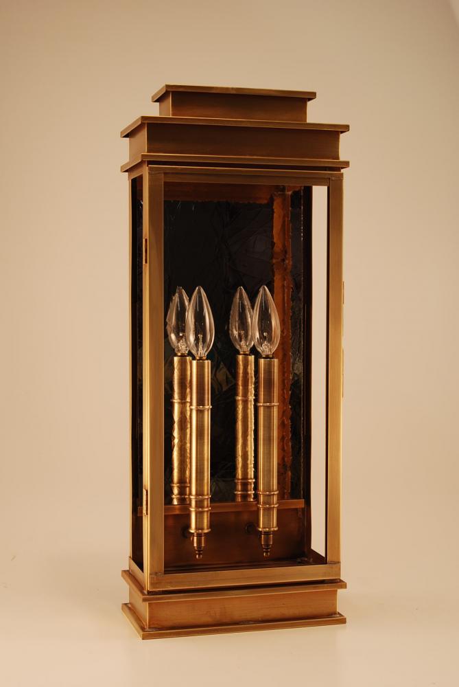 Wall Antique Brass 2 Candelabra Sockets Clear Seedy Glass
