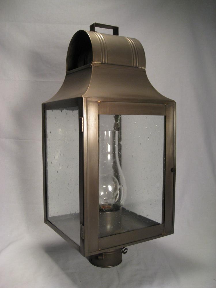 Culvert Top Post Verdi Gris Medium Base Socket With Chimney Clear Glass