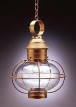 Northeast Lantern 2542-AB-MED-CSG - Caged Onion Hanging Antique Brass Medium Base Socket Clear Seedy Glass