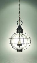 Northeast Lantern 2852-DB-LT3-OPT - Caged Round Hanging Dark Brass 3 Candelabra Sockets Optic Glass