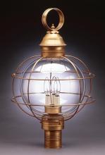 Northeast Lantern 2853-AB-LT3-CSG - Caged Round Post Antique Brass 3 Candelabra Sockets Clear Seedy Glass