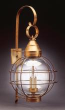 Northeast Lantern 2861-AB-LT3-CSG - Caged Round Wall Antique Brass 3 Candelabra Sockets Clear Seedy Glass