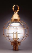 Northeast Lantern 2863-AB-LT3-OPT - Caged Round Post Antique Brass 3 Candelabra Sockets Optic Glass
