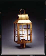 Northeast Lantern 8143-AB-CIM-CSG - Culvert Top H-Bars Post Antique Brass Medium Base Socket With Chimney Clear Seedy Glass