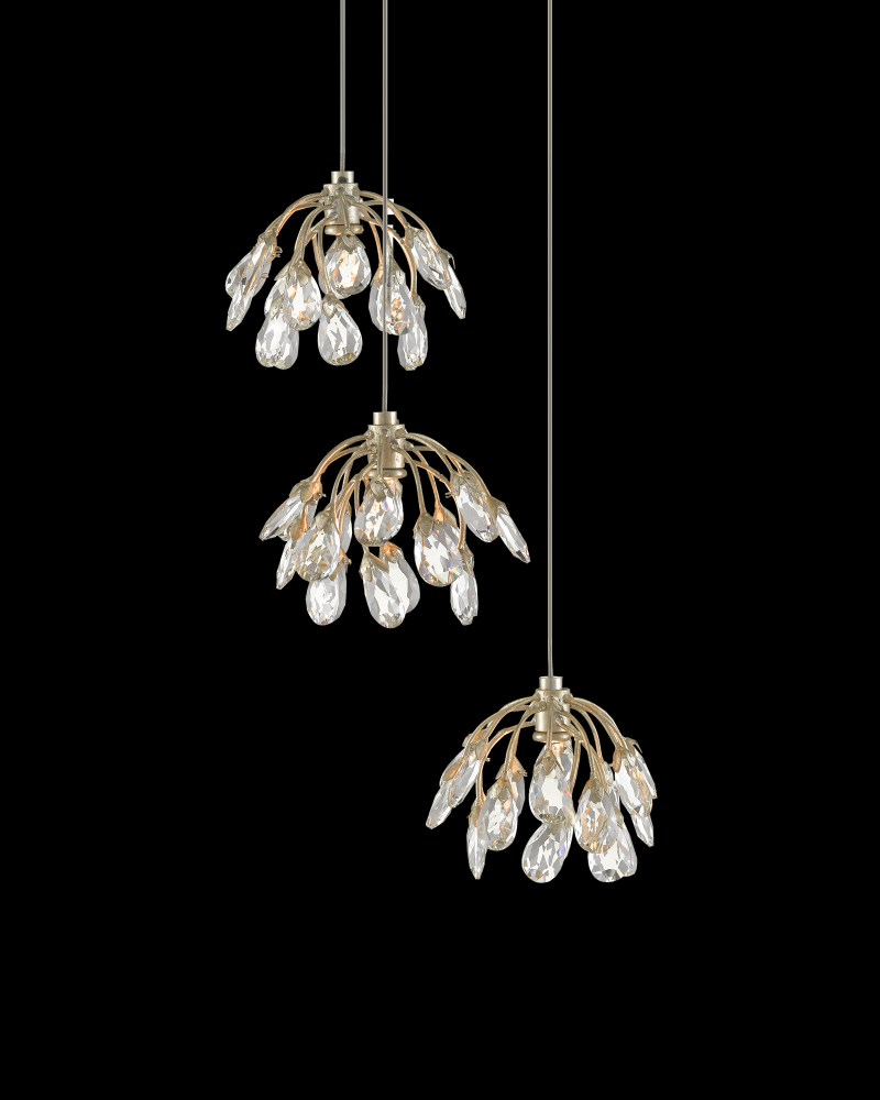 Crystal Bud 3-Light Round Multi-Drop Pendant